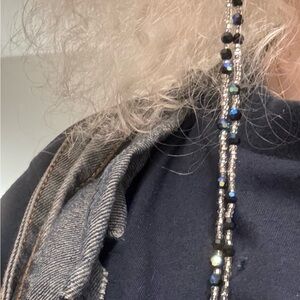 Beaded earrings with Black and Silver and blue Accents